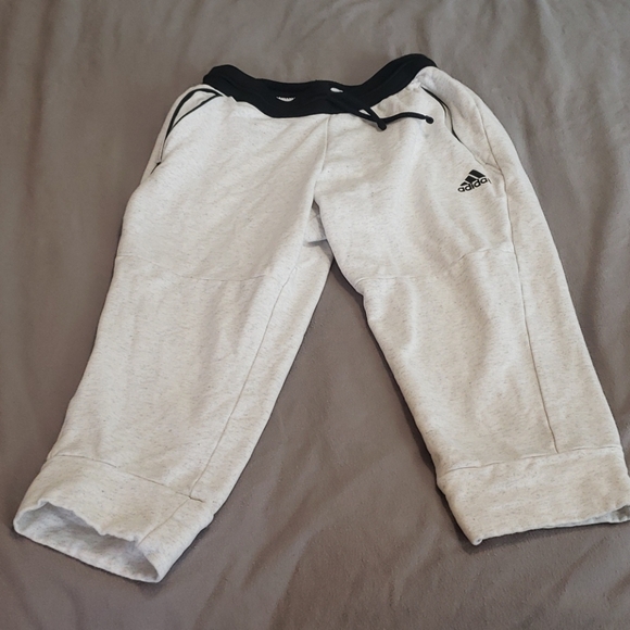 Black and white Adidas cropped joggers - Picture 1 of 4